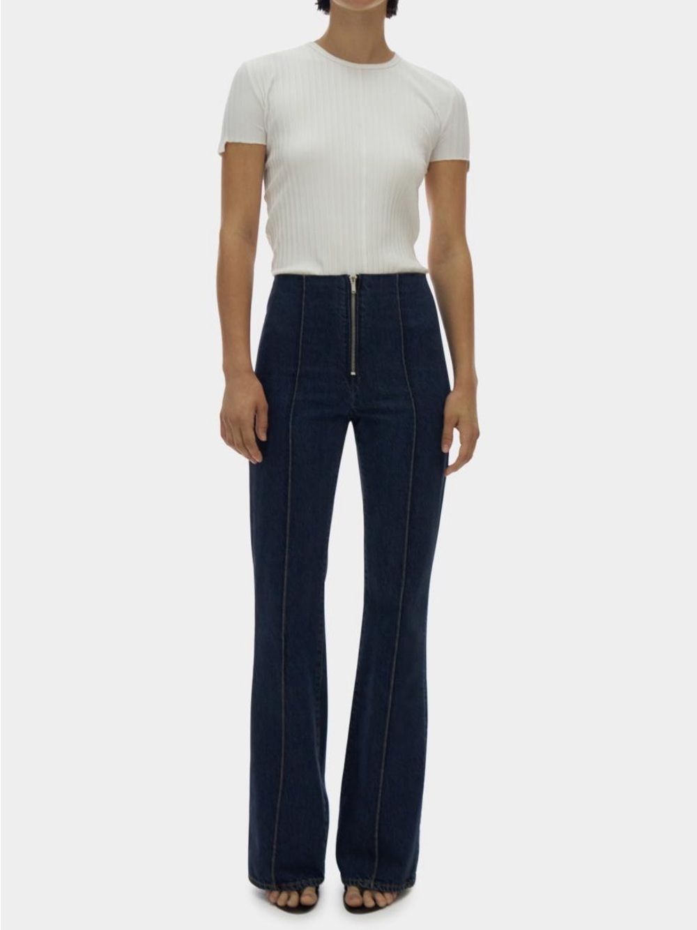 NWT Helmut Lang High-Waisted Dark Blue zip Flared Jeans - Women